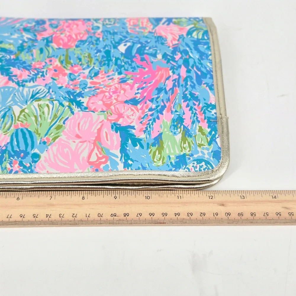 Lilly Pulitzer Bi-Fold Travel Organizer Clutch Bag Fished My Wish Gold Trim